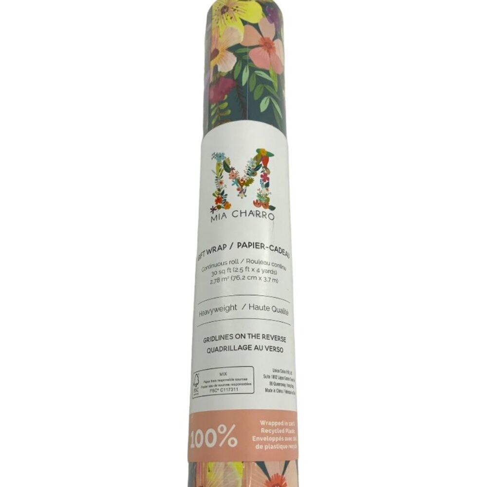 Mia Charro Dark Blue Floral Gift Wrapping Paper 30 Square Feet